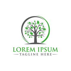 Obraz premium Tree inside Circle Logo Design Concept