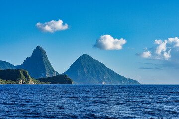 Sailing to the Pitons in the Caribbean Sea at Soufriere, St. Lucia, Lesser Antilles