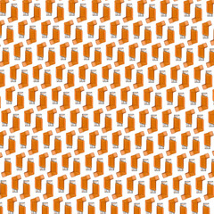 A simple geometric repeating pattern with an orange hand-drawn asthma inhaler. Realistic grunge medical pattern.  Concept of air pollution and respiratory diseases. 