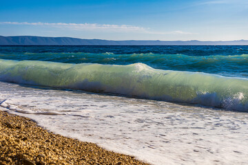Stunning summer landscape with Adriatic Sea. Tucepi beach. Dalmatia. Croatia, Europe