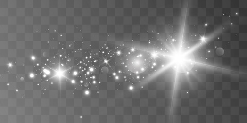 Glowing light effect with many glitter particles isolated on transparent background. Vector star cloud with dust.  © MAKSYM