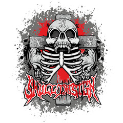 Gothic sign with skull, grunge vintage design t shirts