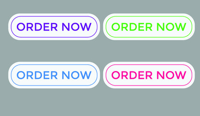 order now text web button set, colorful web icon, order now sign