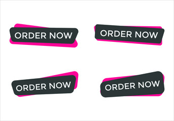 order now text web button set, colorful web icon, order now sign