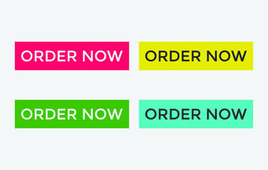 order now text web button set, colorful web icon, order now sign