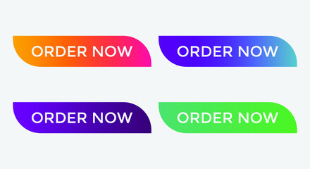 order now text web button set, colorful web icon, order now sign