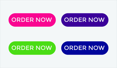 order now text web button set, colorful web icon, order now sign