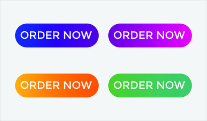 order now text web button set, colorful web icon, order now sign