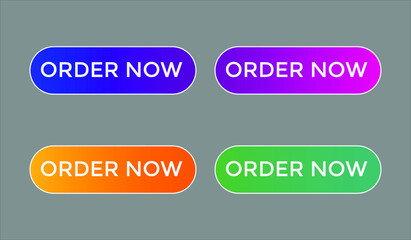 order now text web button set, colorful web icon, order now sign