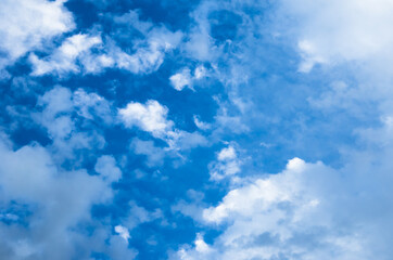 blue sky background with clouds of different sizes