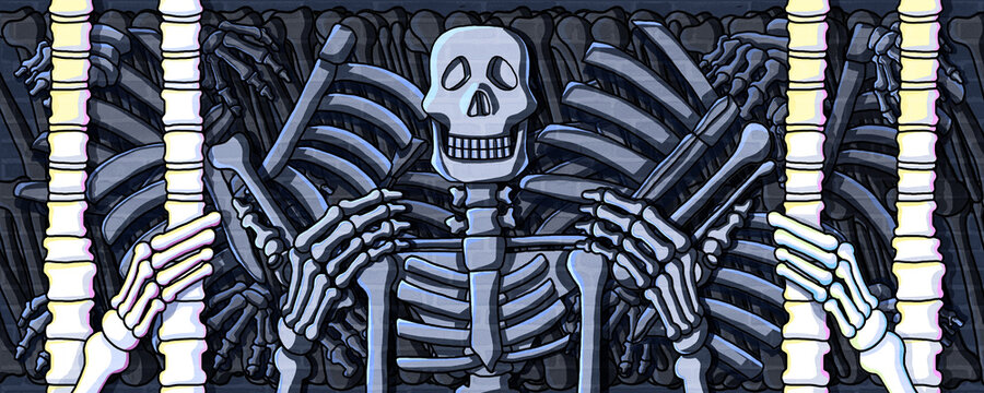 human skeleton and bone human pattern creative design wall paint