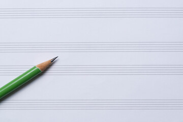 pencil on music sheet paper, music concept