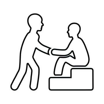Physical support, assistance outline icon. 