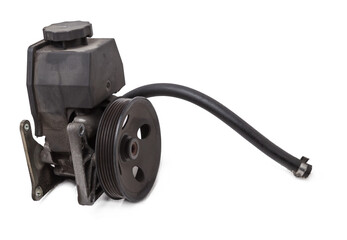 Vane pump or hydraulic power steering pump on a white background engine parts. Spare parts auto...