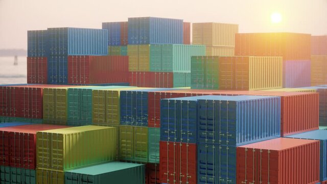Shipping Containers stacked at the Port