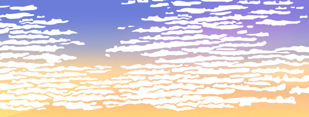 浮世絵風の秋の雲と夕焼け