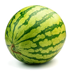 Whole ripe watermelon isolated on white background.