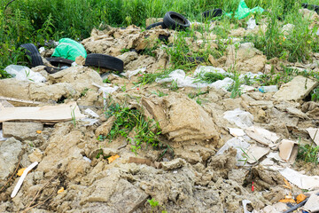 Dump of household waste. Garbage. Landfill.  Environmental pollution.