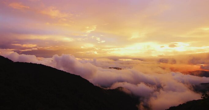 Time Lapse Of Fog Revealing A View in The Cameron Highlands, Malaysia