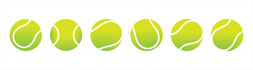 Tennis ball in different designs. Tennis ball. Sport concept. Vector illustration