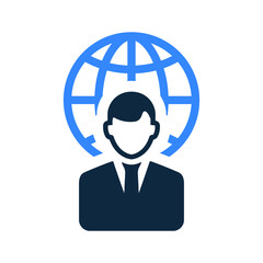 Fototapeta na wymiar Global, world, manager icon. Simple editable vector illustration.