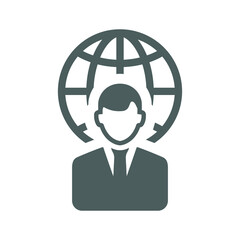 Global, world, manager icon. Gray vector graphics.
