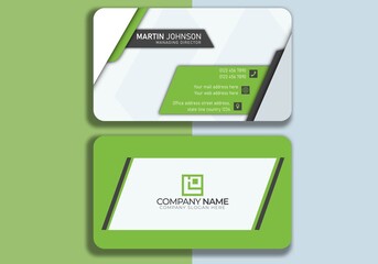 Horizontal green dark black blue abstract shapes business card Double-sided creative business card template. Portrait and landscape orientation. Horizontal and vertical layout. Vector illustration