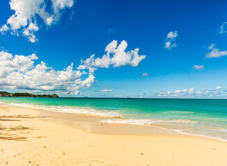 Beach in Antigua and Barbuda Island, West Indies in the Caribbean Sea