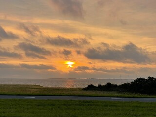 sunset over the river