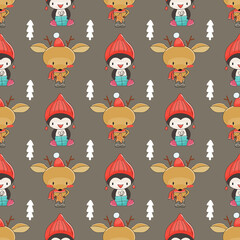 Cute merry christmas seamless pattern. Vector illustration.