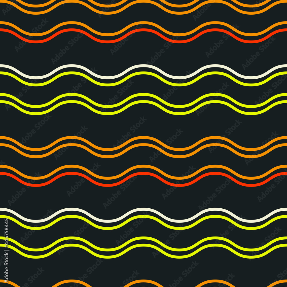 Aufkleber orange and yellow waves. citrus color of twisted stripes. vector black background.