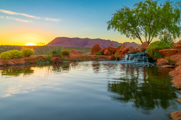 Fototapeta premium sunset over the river