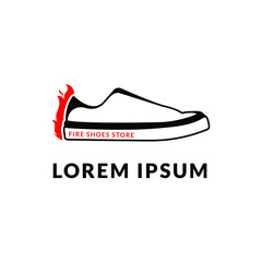 The combination of the shoe logo with fire produces a unique logo, with black and red colors