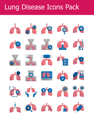 Fototapeta premium flat lung disease icons pack