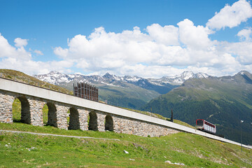 steep funicular railway Parsenn mountain landscape Weißfluhjoch Davos, landscape Switzerland