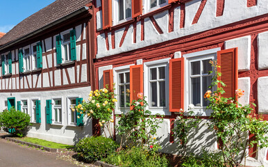 Fototapeta na wymiar Fachwerkhäuser in Hanau-Kesselstadt