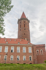 Fototapeta na wymiar Tower of Medieval Gothic Piast Castle (Zamek Piastowski) in Legnica, Poland.