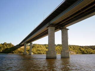 Bridge over the Volga river in summer