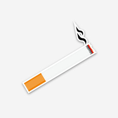 Cigarette with smoke icon color illustartion