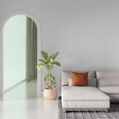 Mock up a contemporary interior design in a white living room 3D rendering