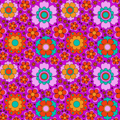 Abstract groovy floral pattern background. Vector.