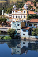 Reflex on Tiete River of the houses of Pirapora do Bom Jesus