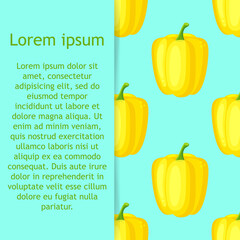 Yellow paprika pepper seamless pattern. Vector decorative design for backdrops, wrapping paper, fabric textile prints.