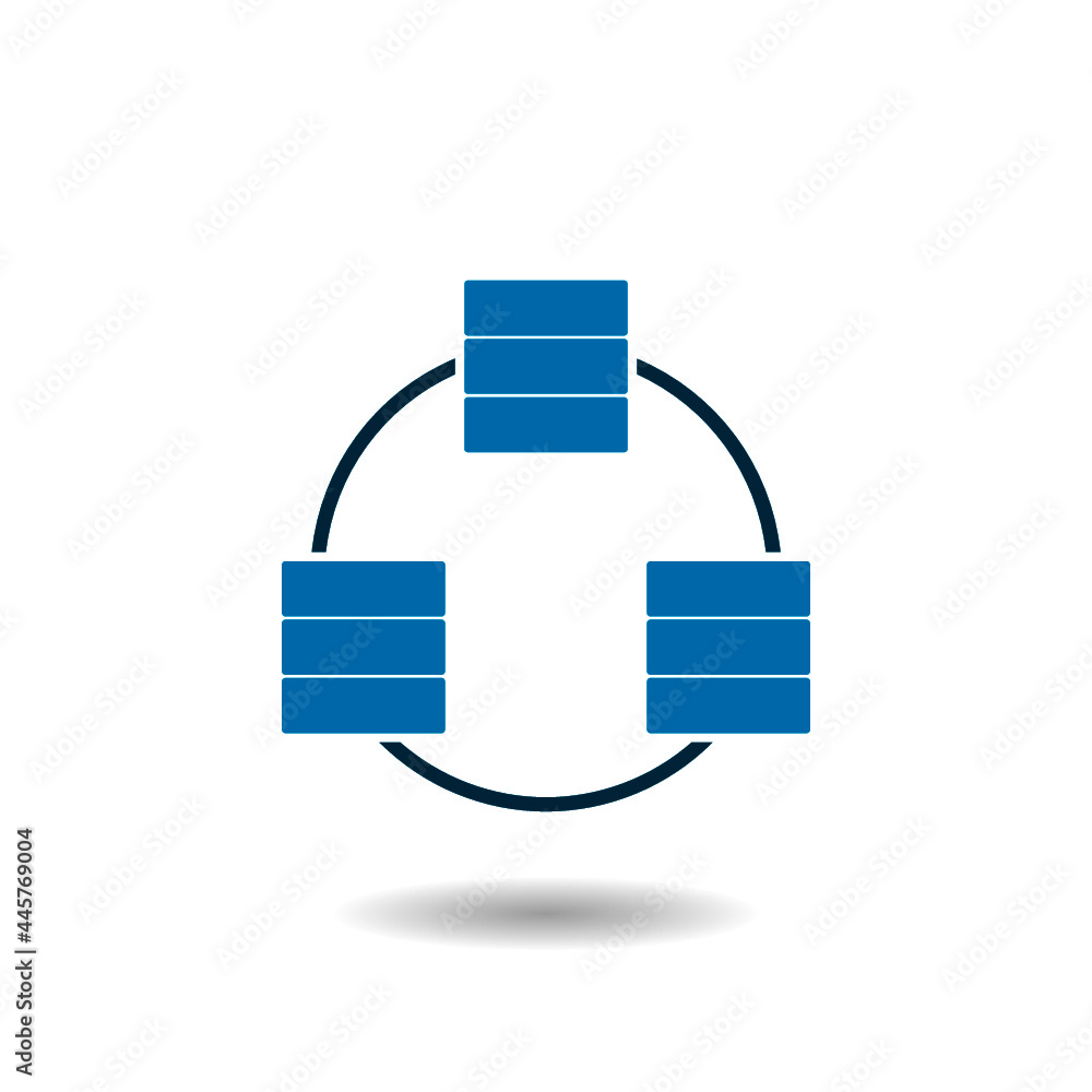 Poster connected data icon with shadow