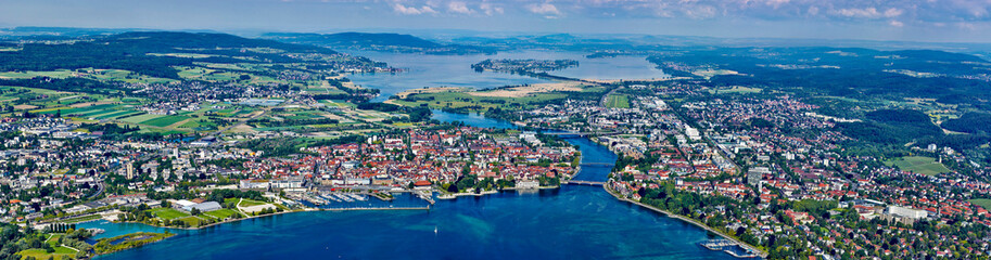 Fototapeta na wymiar Konstanz am Bodensee - Luftbildpanorama