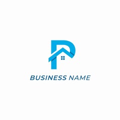 design logo combine letter P and roofing