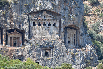 Ancient tombs carved into the rocks (Turkey)