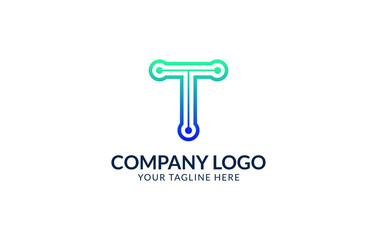 Creative Letter T Logo Template. T Letter Technology Logo Design.