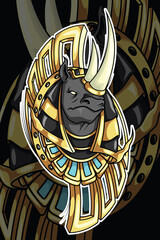 rhinoceros in God of egypt mythology character design - obrazy, fototapety, plakaty
