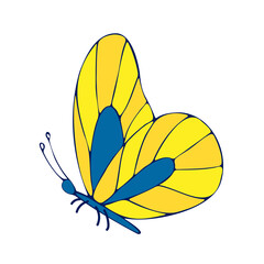 Colored Butterfly , vector illustration, icon. Butterfly wings side view.